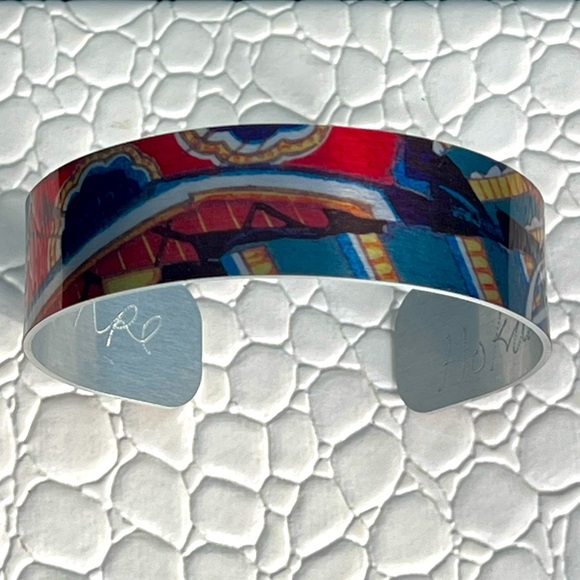 Designer Signed Aluminum Adjustable Bracelet - Picture 1 of 4